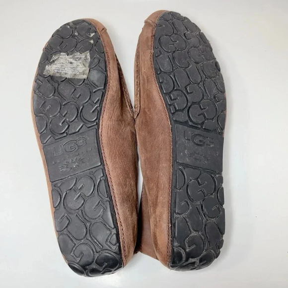 Ugg Mens Size  10 Suede Dark Brown Moccasin Slippers - Picture 7 of 9